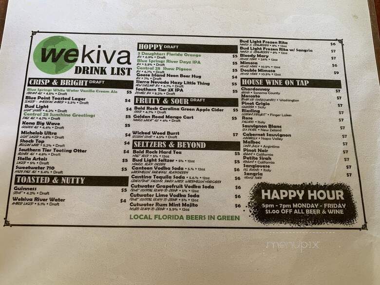 Bar at Wekiva Island - Longwood, FL menu_pic