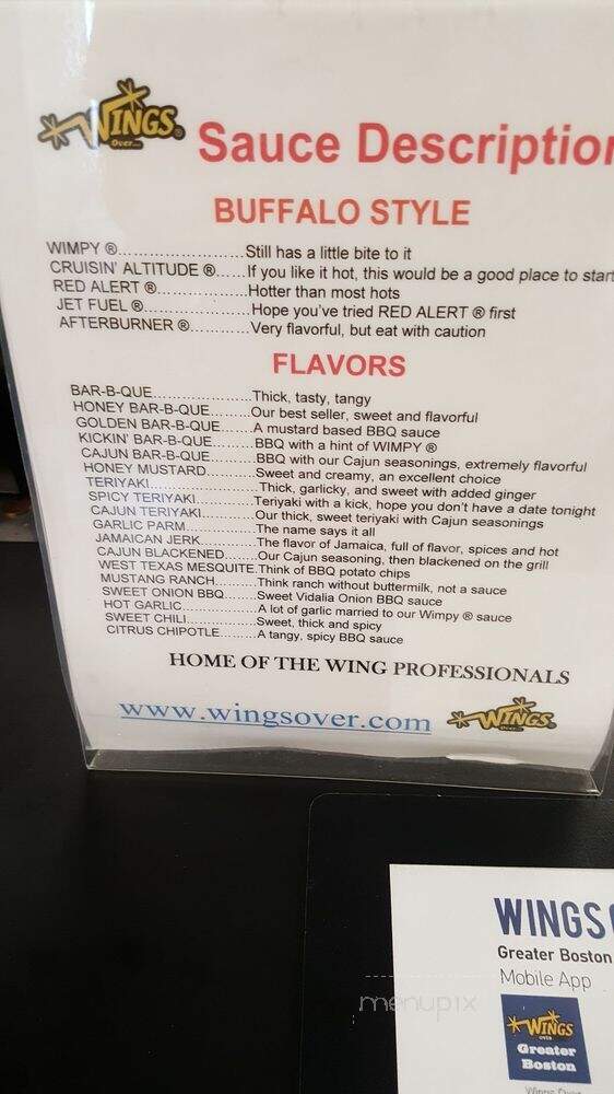 Wings Over Boston - Boston, MA menu_pic