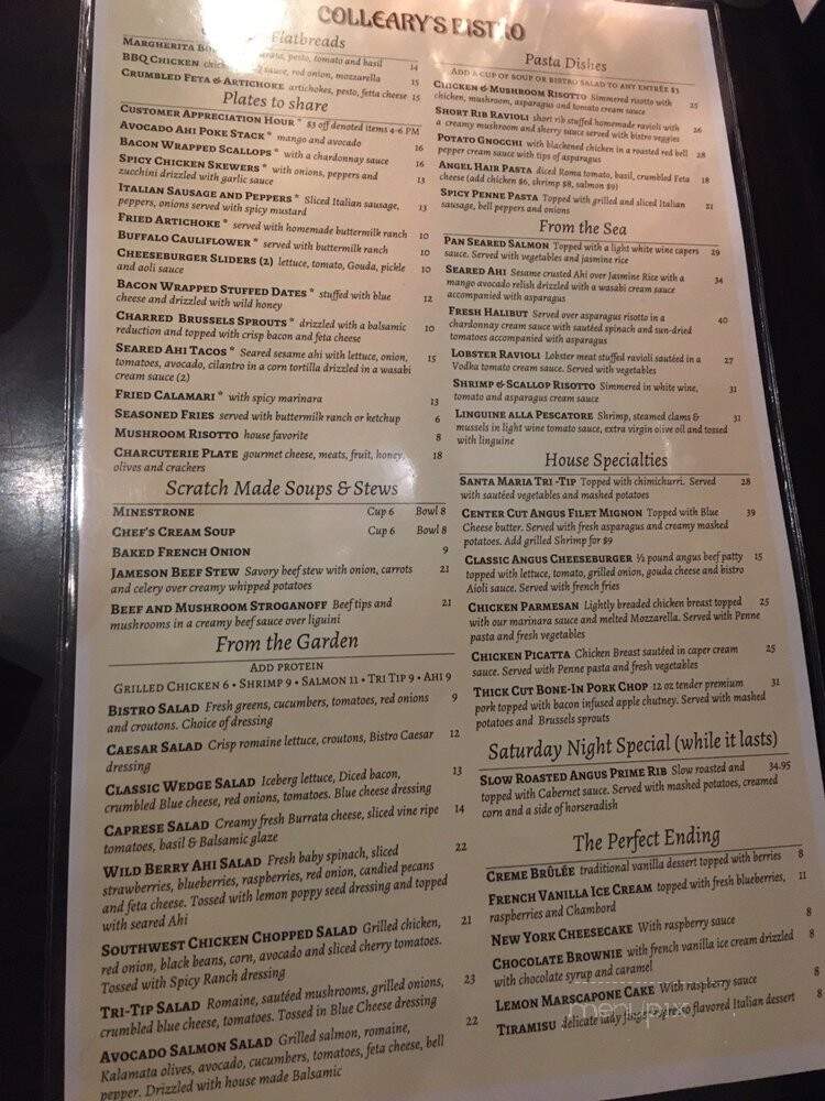 Colleary's Bistro & Bakery - Orange, CA menu_pic
