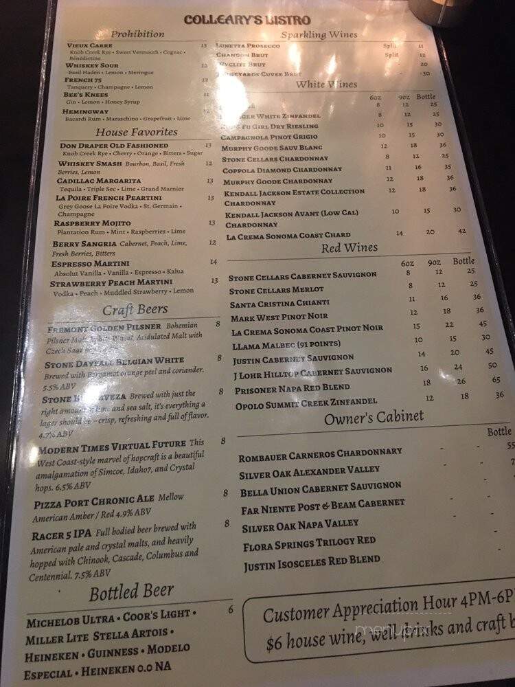 Colleary's Bistro & Bakery - Orange, CA menu_pic