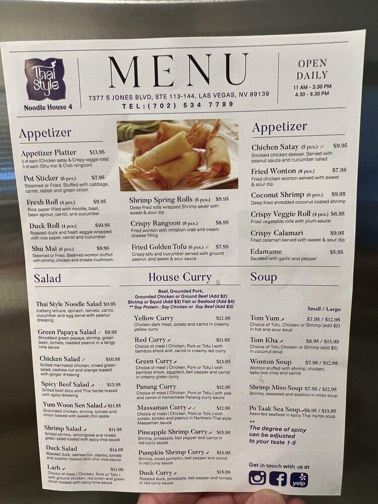 Thai Style Noodle House - Las Vegas, NV menu_pic