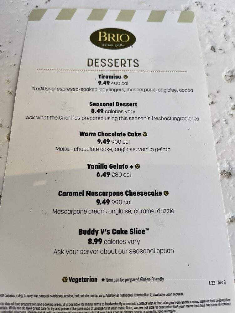 Brio Tuscan Grille - Sarasota, FL menu_pic