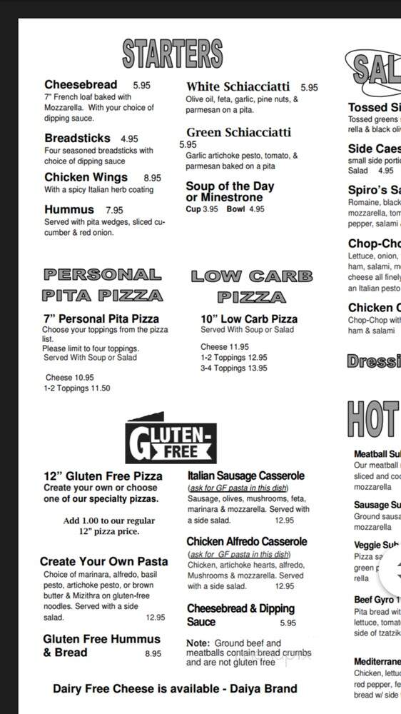 Spiro's Pizza and Pasta - Bremerton, WA menu_pic