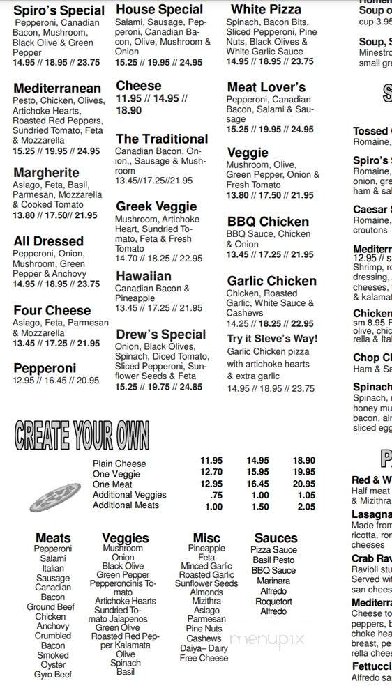 Spiro's Pizza and Pasta - Bremerton, WA menu_pic