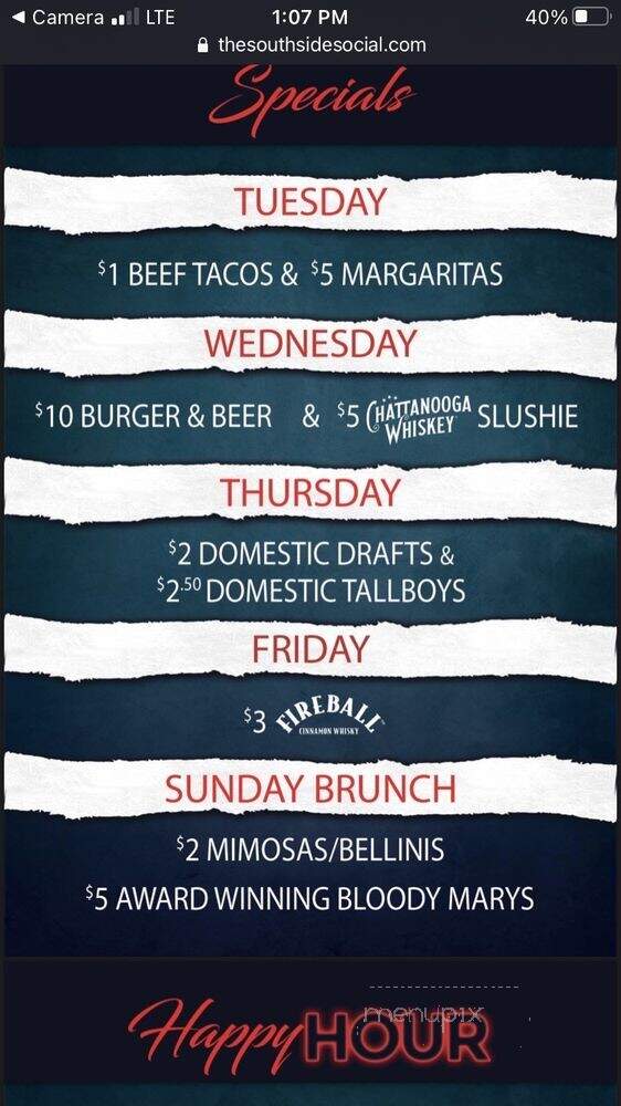 Southside Social - Chattanooga, TN menu_pic