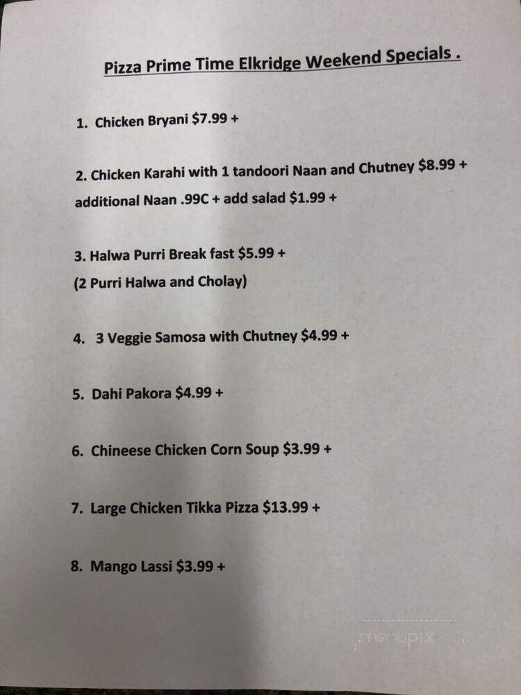 Pizza Prime Time - Elkridge, MD menu_pic