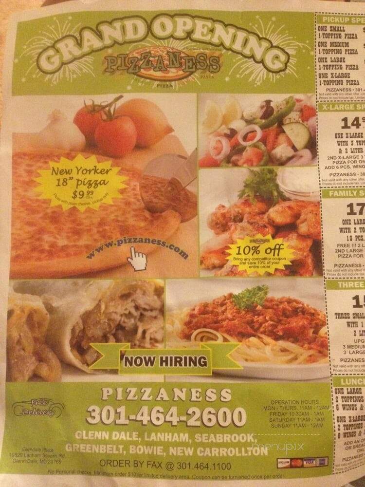 Pizzaness - Glenn Dale, MD menu_pic