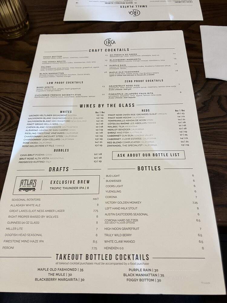 Circa at Foggy Bottom - Washington, DC menu_pic