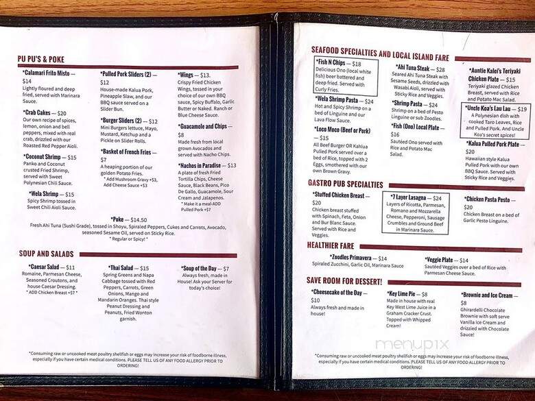 Paradise Tap - Kailua Kona, HI menu_pic