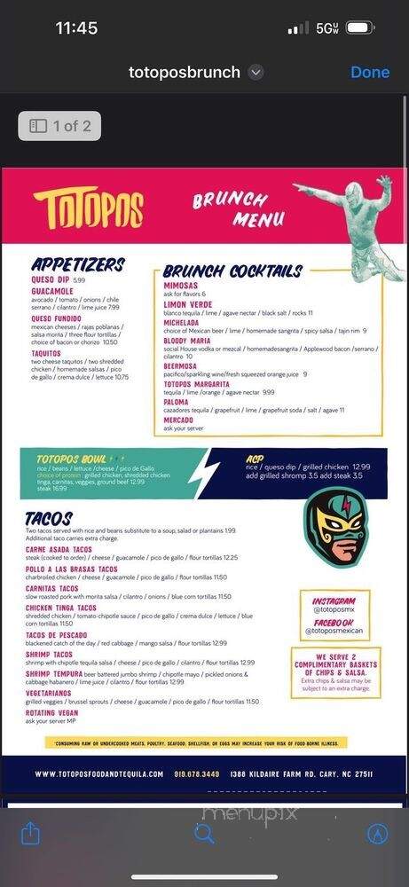 Totopos - Cary, NC menu_pic