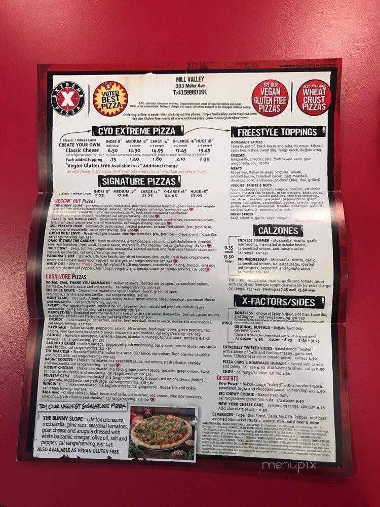 Extreme Pizza - Mill Valley, CA menu_pic