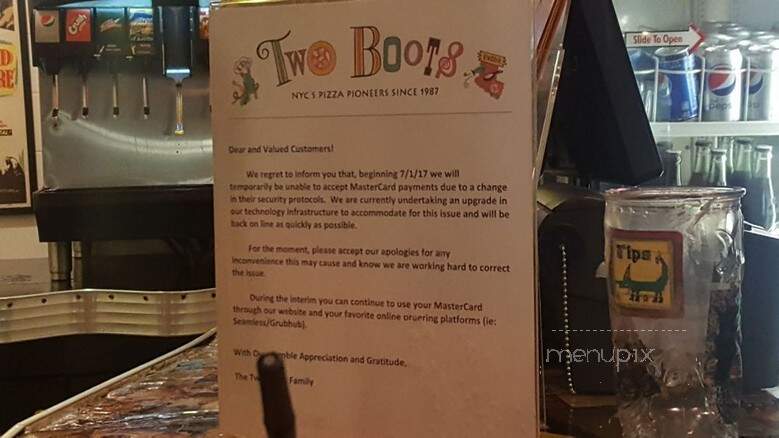 Two Boots - Brooklyn, NY menu_pic