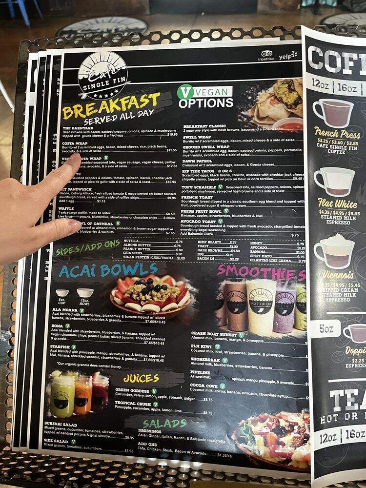 Single Fin Cafe - Pensacola, FL menu_pic