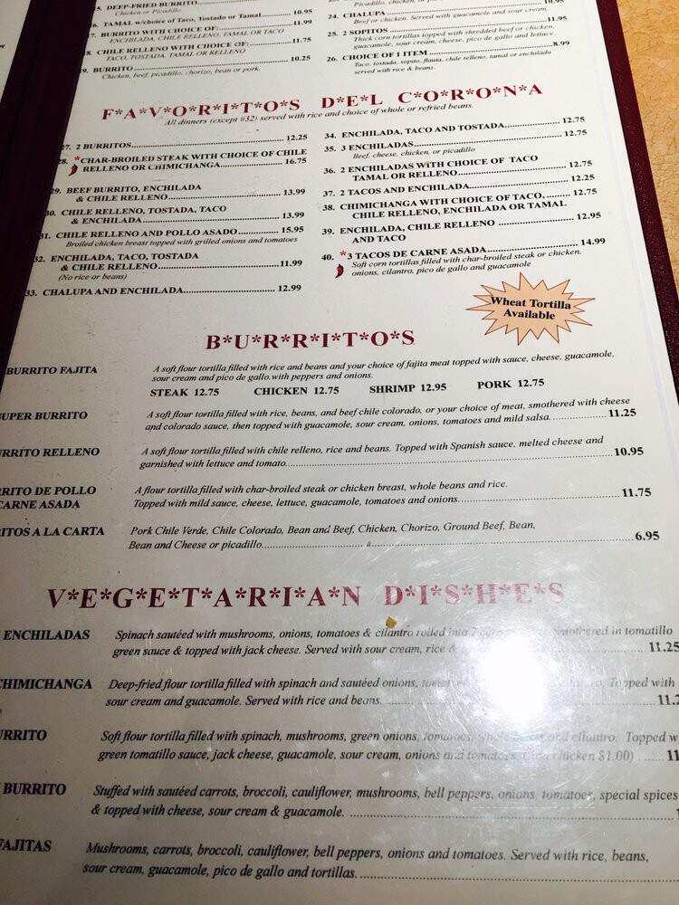 Corona Mexican Restaurant - Lake Oswego, OR menu_pic