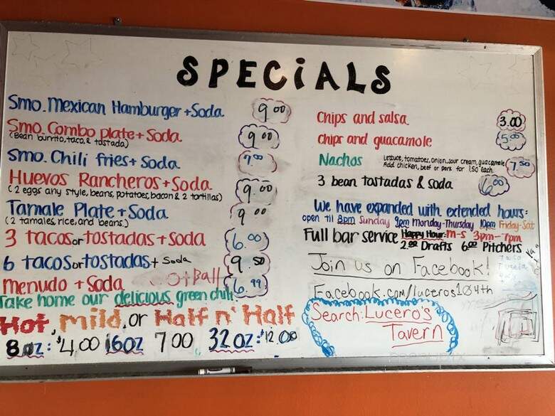 Lucero's Mexican Food - Denver, CO menu_pic