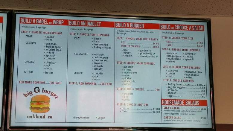 Big G Burger - Oakland, CA menu_pic