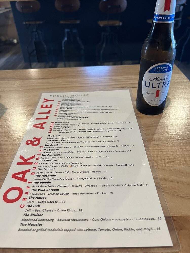 Oak & Alley - Warsaw, IN menu_pic