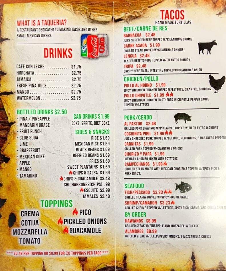 Taqueria Emanuel - Tampa, FL menu_pic