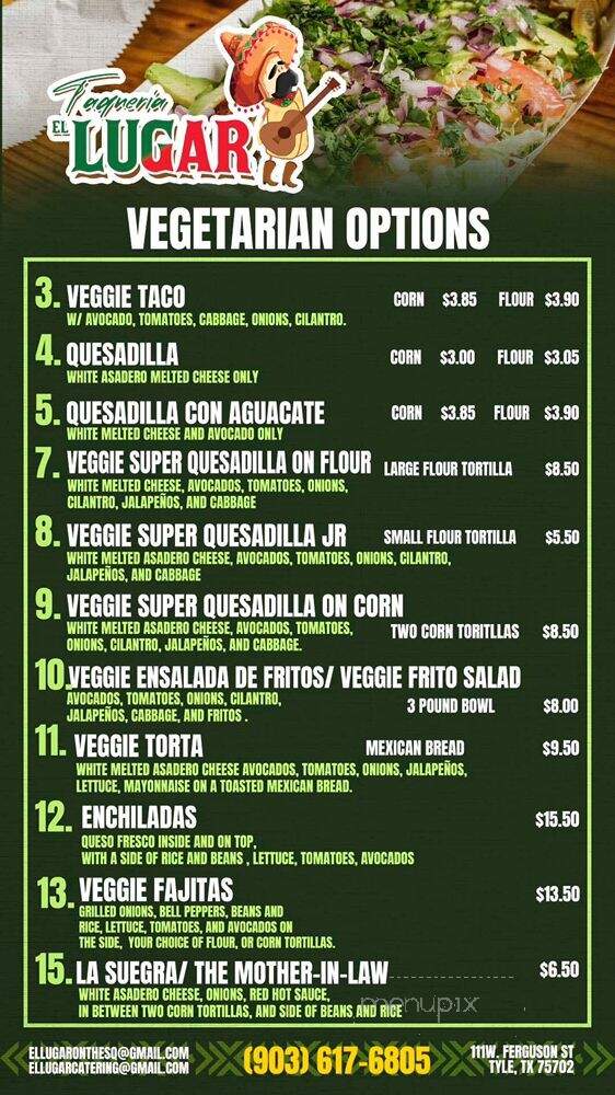 Taqueria El Lugar on the Square - Tyler, TX menu_pic