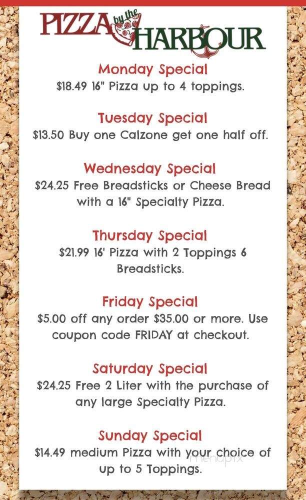 Pizza By The Harbour - Noblesville, IN menu_pic