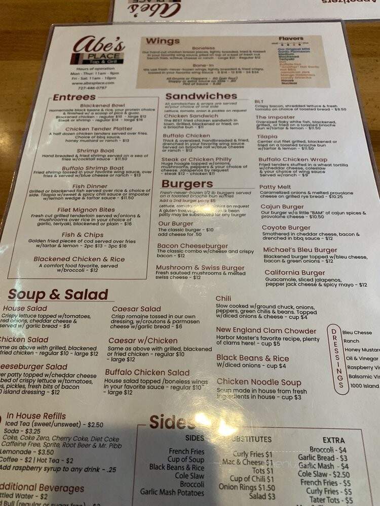 Abe's Place - Clearwater, FL menu_pic