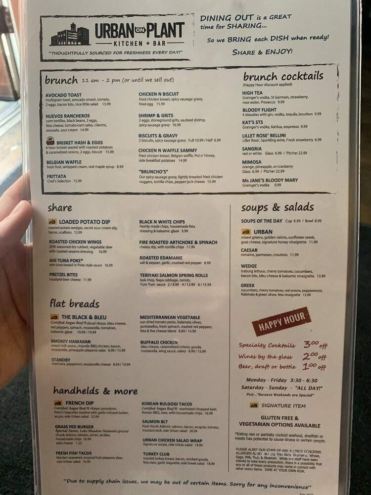 Urban Flats Winter Garden - Winter Garden, FL menu_pic
