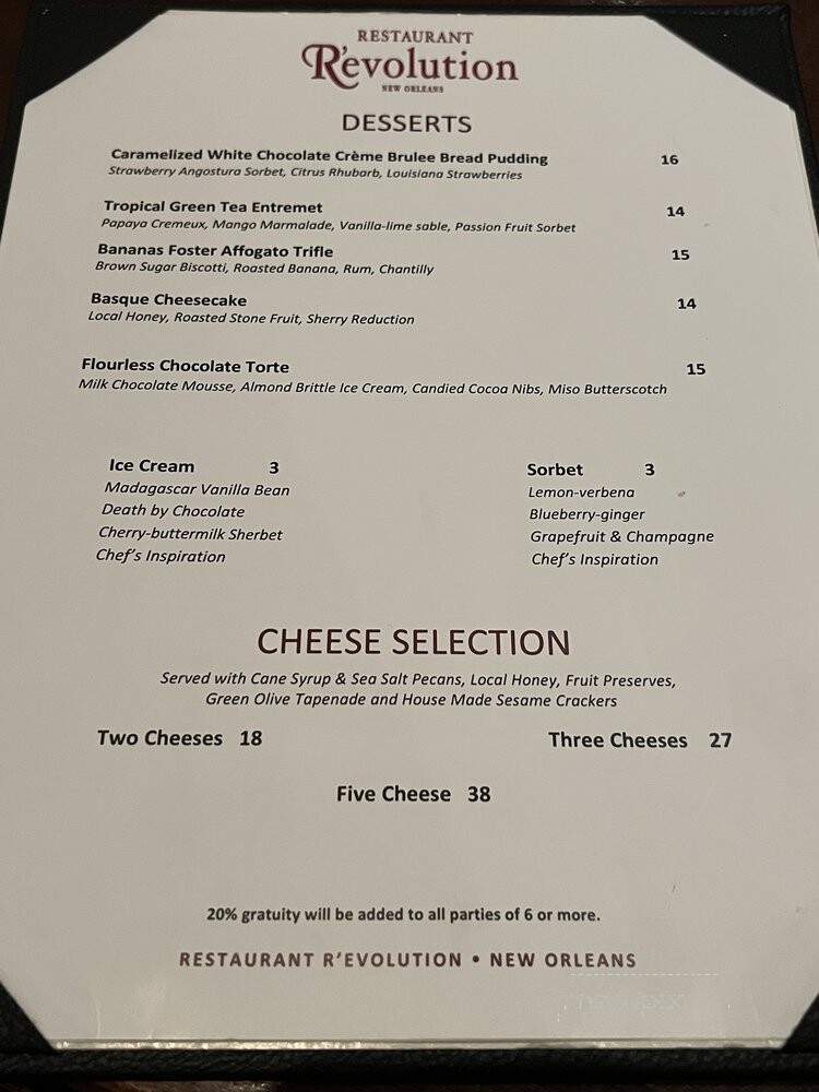 Restaurant R'evolution - New Orleans, LA menu_pic