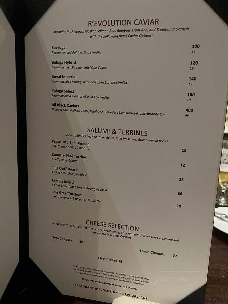 Restaurant R'evolution - New Orleans, LA menu_pic