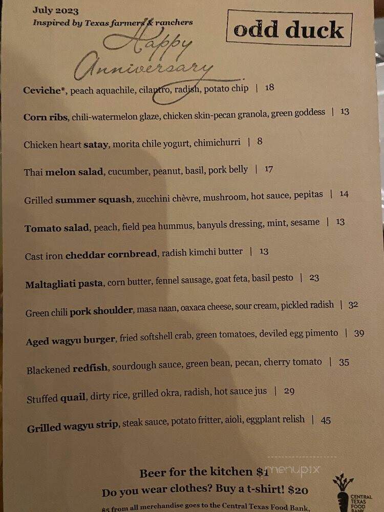 Odd Duck - Austin, TX menu_pic