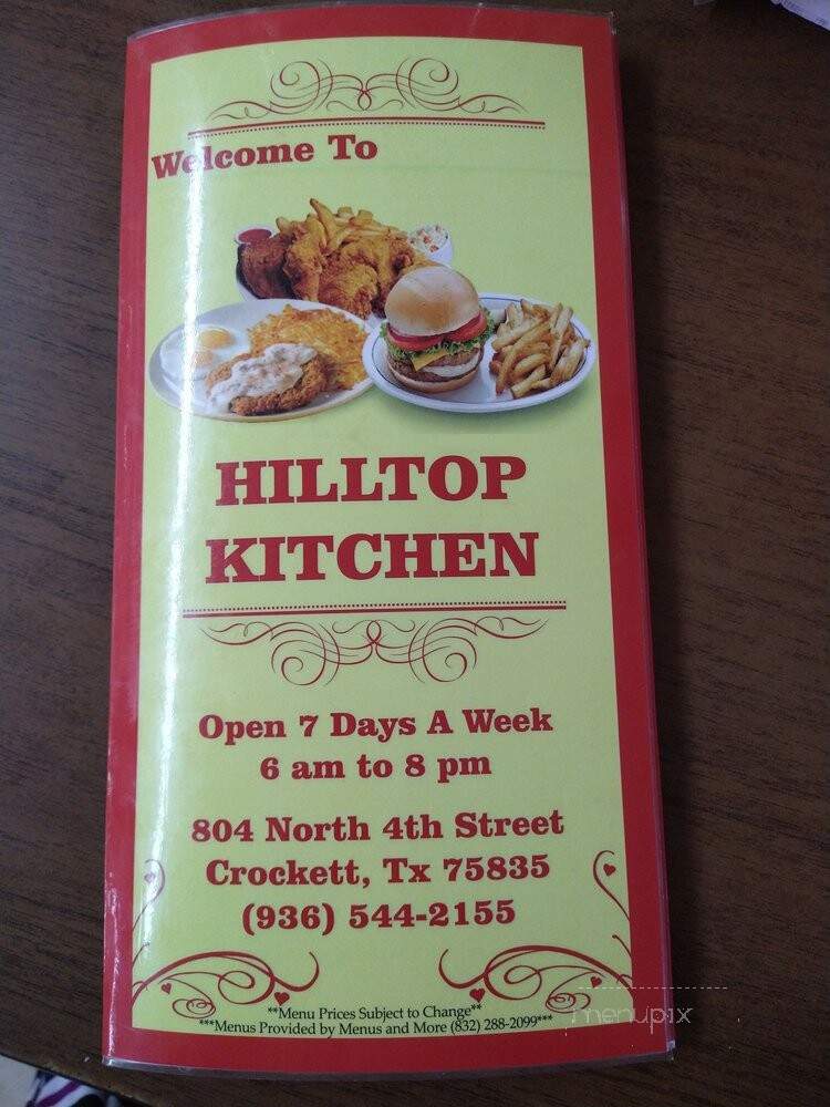 Hilltop Kitchen - Crockett, TX menu_pic