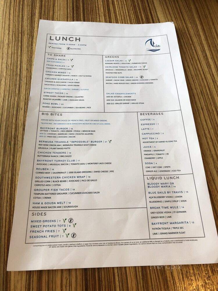 Vela At The Hilton San Diego Bayfront - San Diego, CA menu_pic