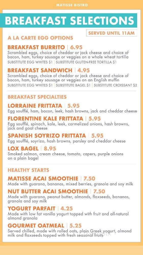 Matisse Express - San Diego, CA menu_pic