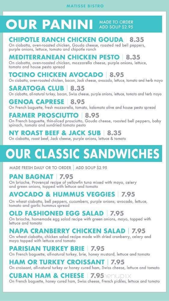Matisse Express - San Diego, CA menu_pic