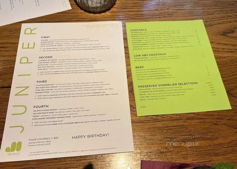 Juniper & Ivy - San Diego, CA menu_pic
