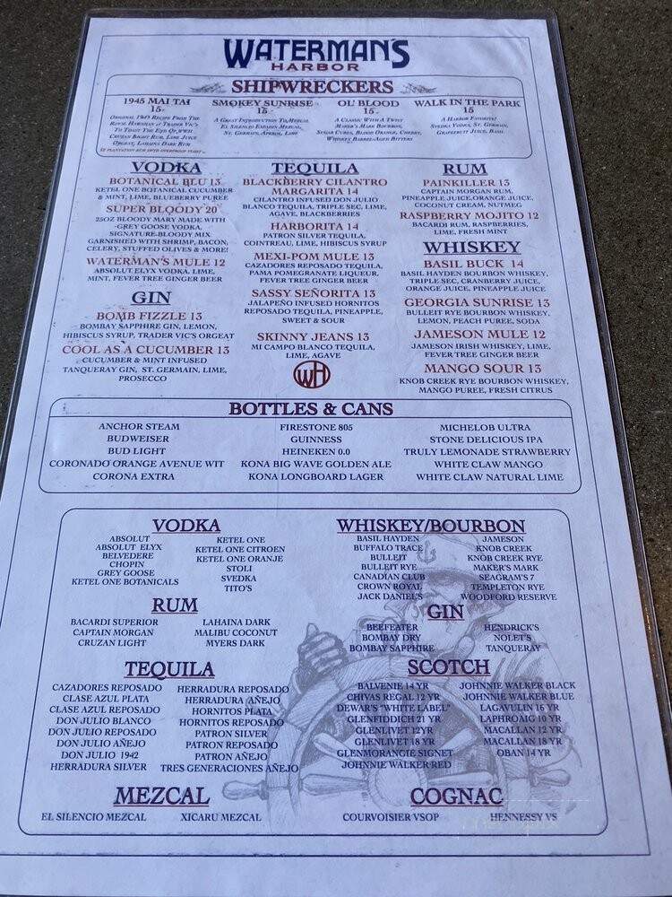 Waterman's Harbor - Dana Point, CA menu_pic