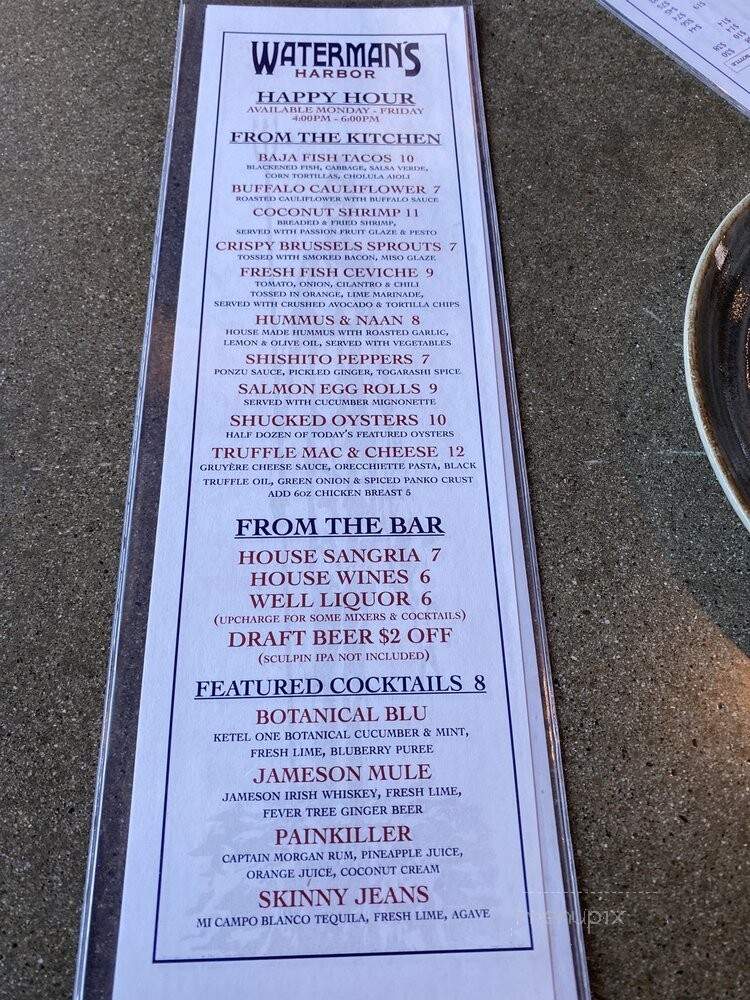 Waterman's Harbor - Dana Point, CA menu_pic