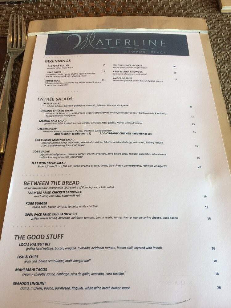 Waterline - Newport Beach, CA menu_pic
