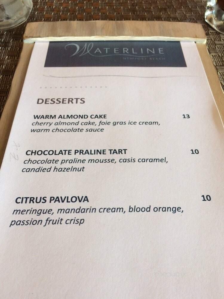Waterline - Newport Beach, CA menu_pic