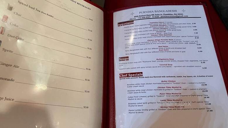 Purnima Bangladeshi Cuisine - Atlanta, GA menu_pic