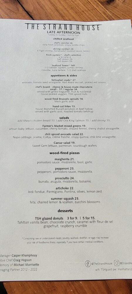 The Strand House - Manhattan Beach, CA menu_pic