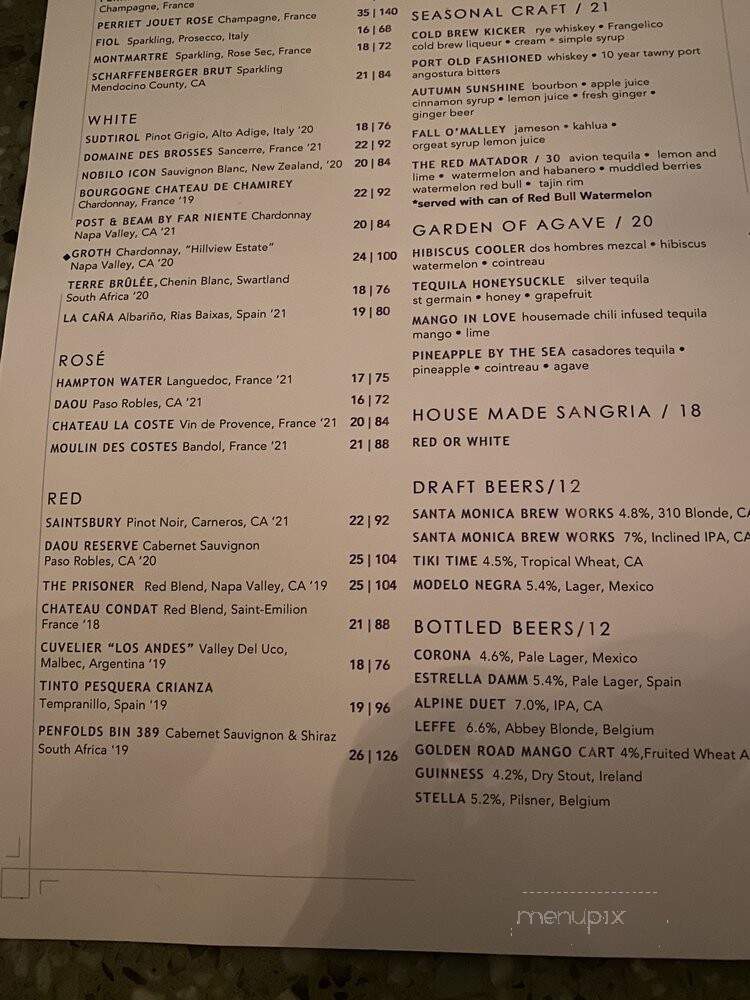 Terrazza - Santa Monica, CA menu_pic