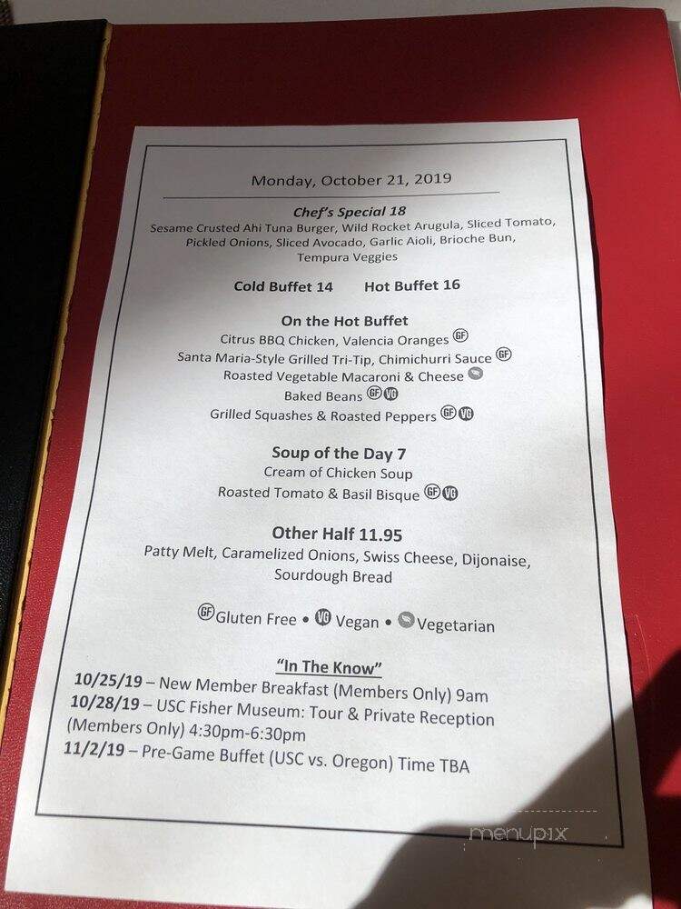 USC University Club - Los Angeles, CA menu_pic