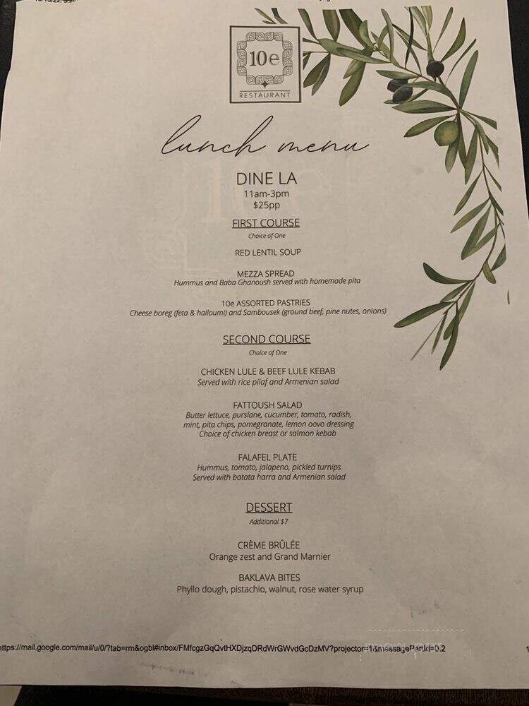 10e Restaurant - Los Angeles, CA menu_pic