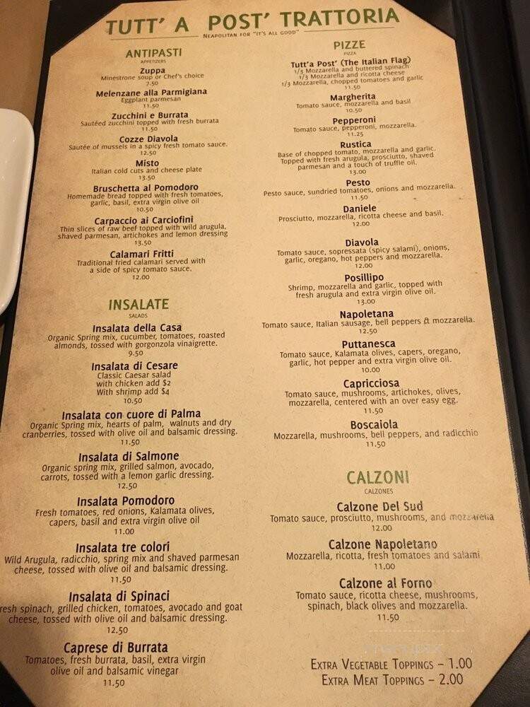 Tutt A Post Trattoria - Beverly Hills, CA menu_pic