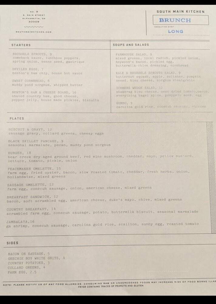 South Main Kitchen - Alpharetta, GA menu_pic