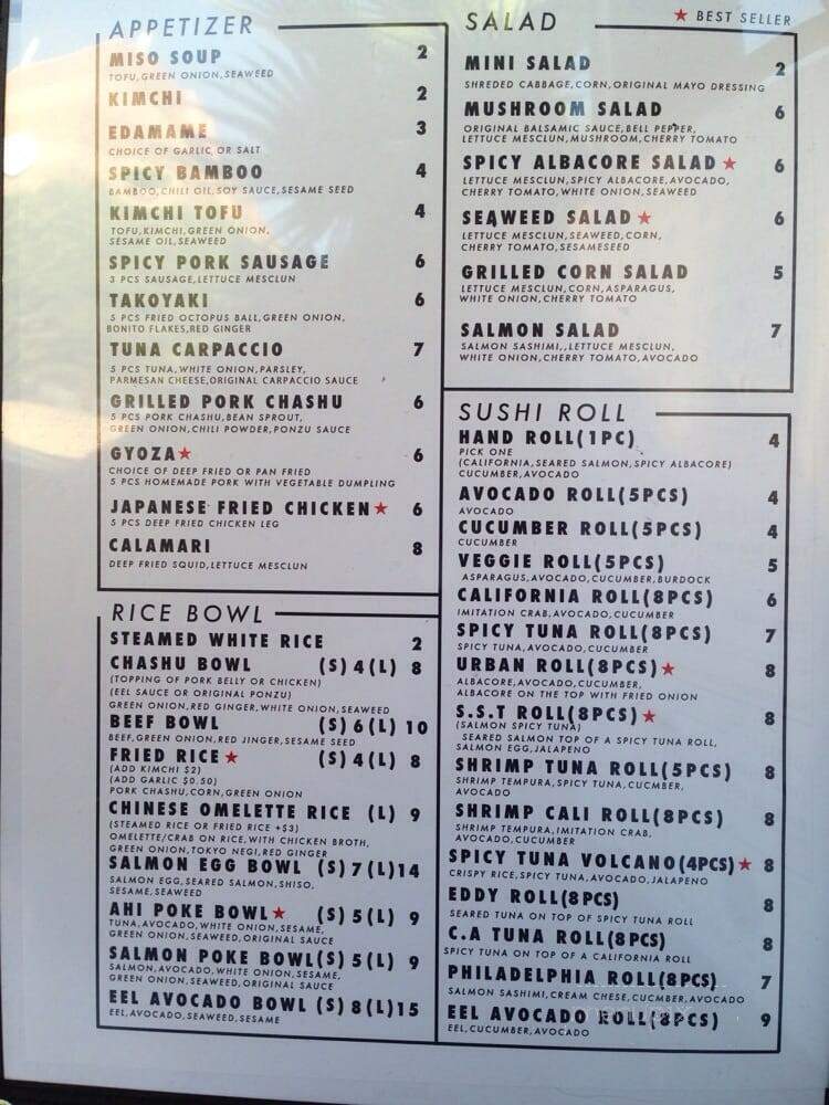 Urban Ramen - West Hollywood, CA menu_pic
