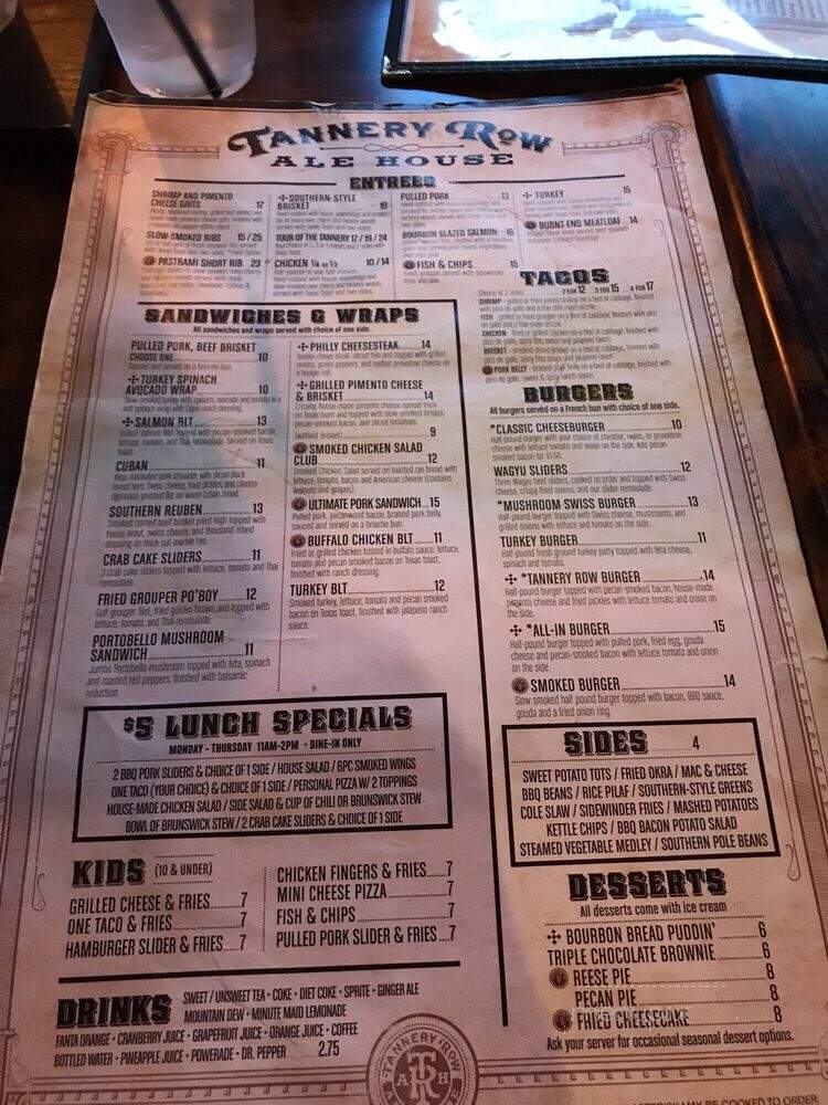 Tannery Row Ale House - Buford, GA menu_pic