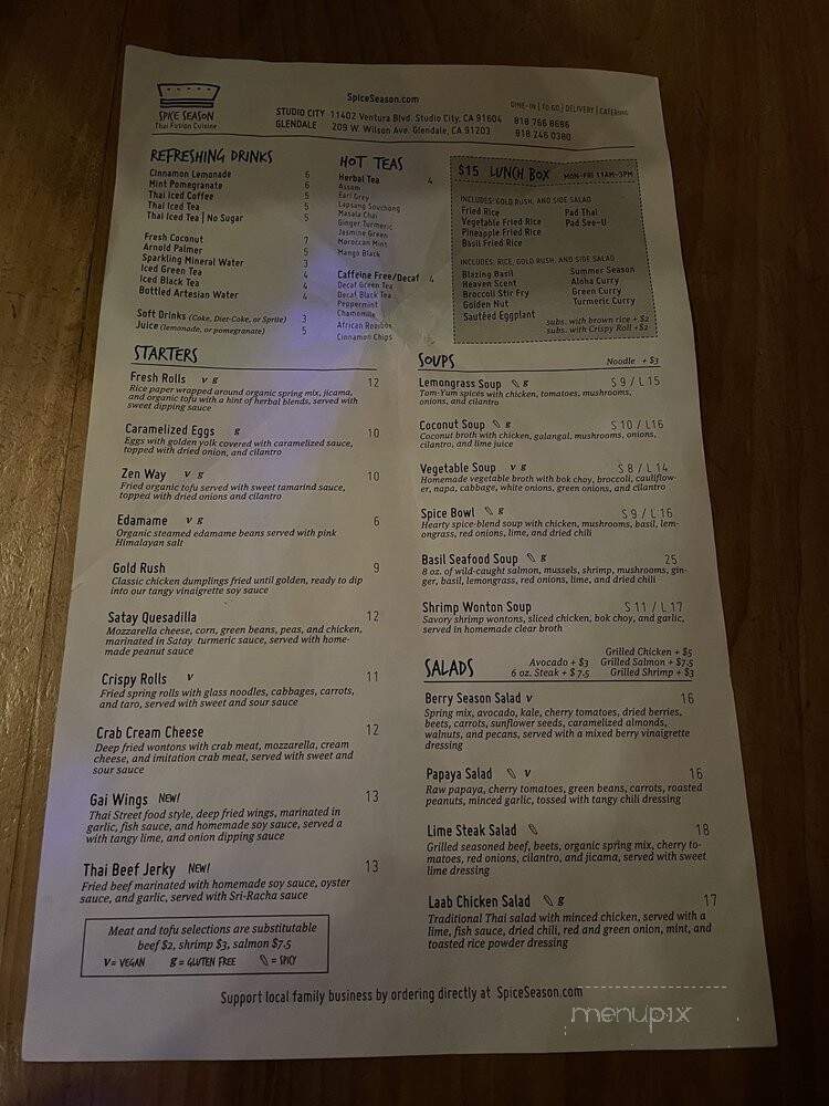 Spice Season - Studio City, CA menu_pic