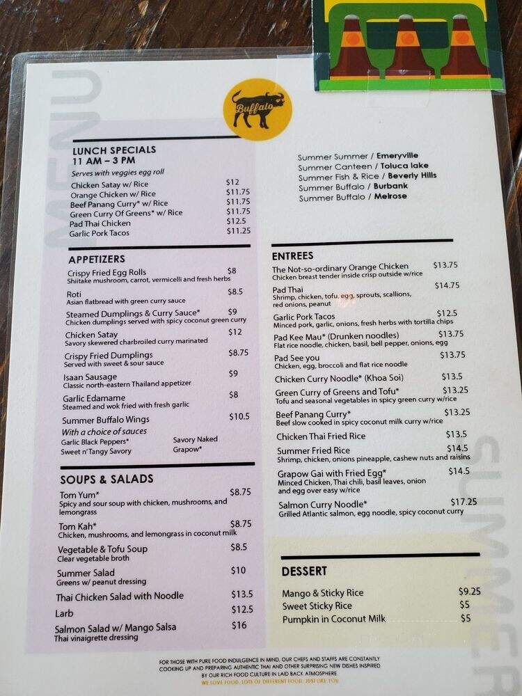 Summer Buffalo - Burbank, CA menu_pic
