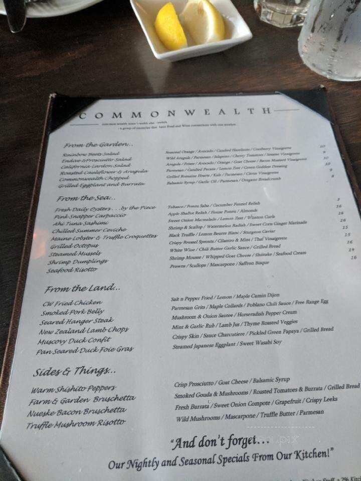 Commonwealth Restaurant - Burbank, CA menu_pic